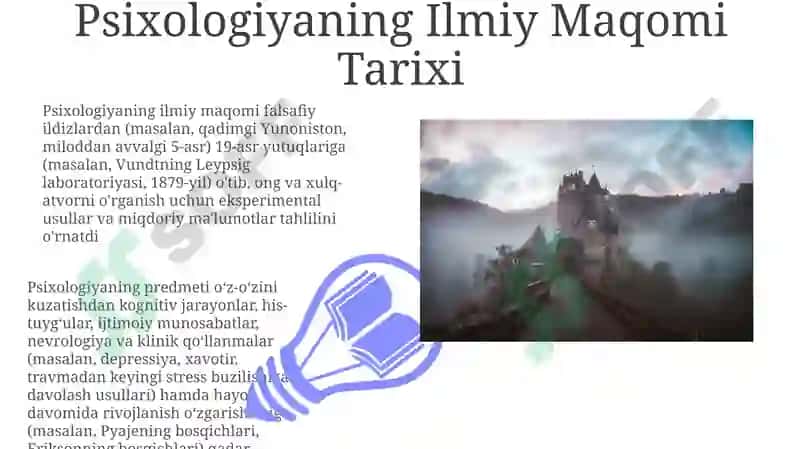 Psixologiya fanining predmeti va fanlar tizimida tutgan oʻrni 7