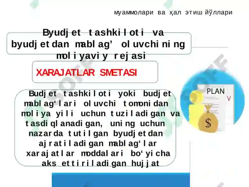 Xarajatlar smetasi va shtatlar jadvalilari 7