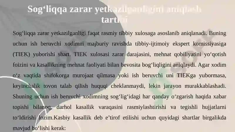 Xodimning Sog‘lig‘iga Ziyon Yetkazilganligi Munosabati 7
