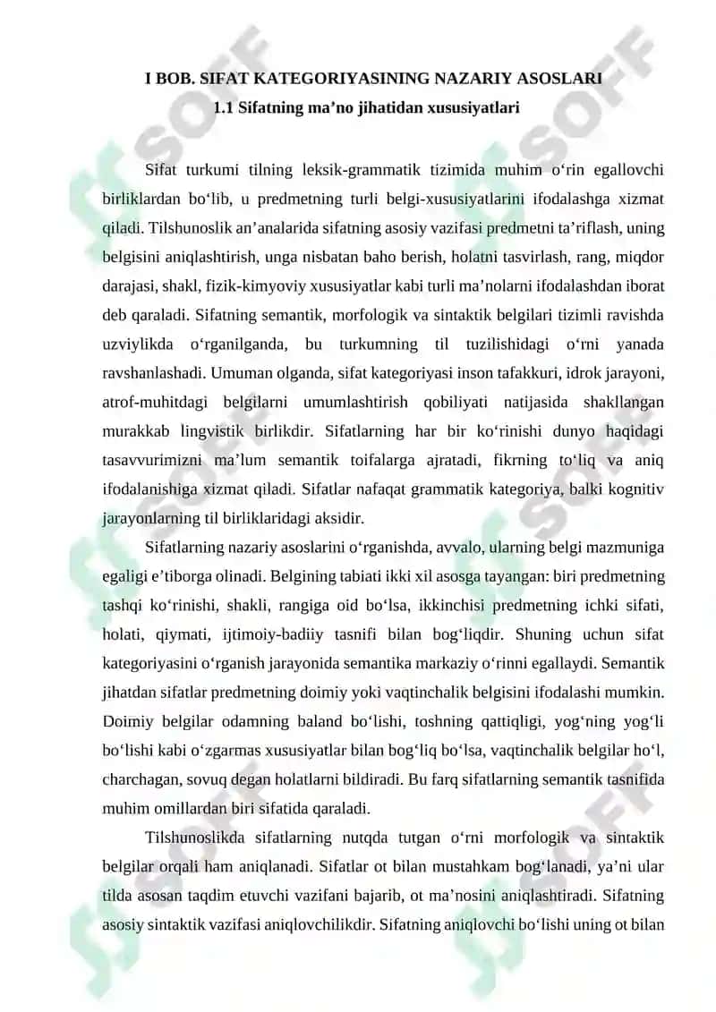 Hozirgi o‘zbek tilida sifatlarning semantik guruhlanishi 7