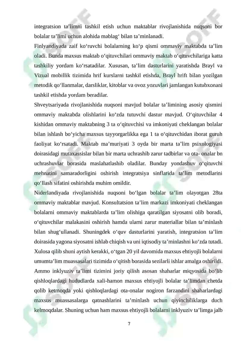 INKLYUZIV TA’LIM BO‘YICHA CHET EL TAJRIBASI 7