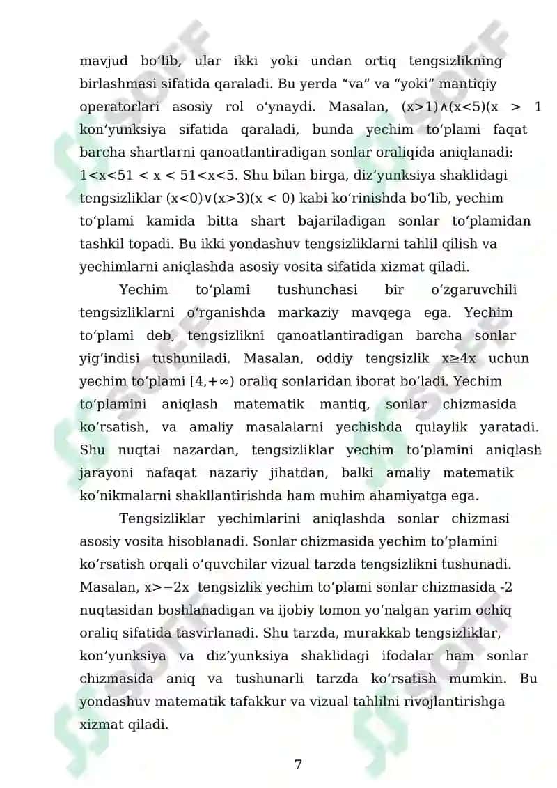 Bir O'zgaruvchili Tengsizliklar Konyunksiyasi va Dizyunksiyasi 7
