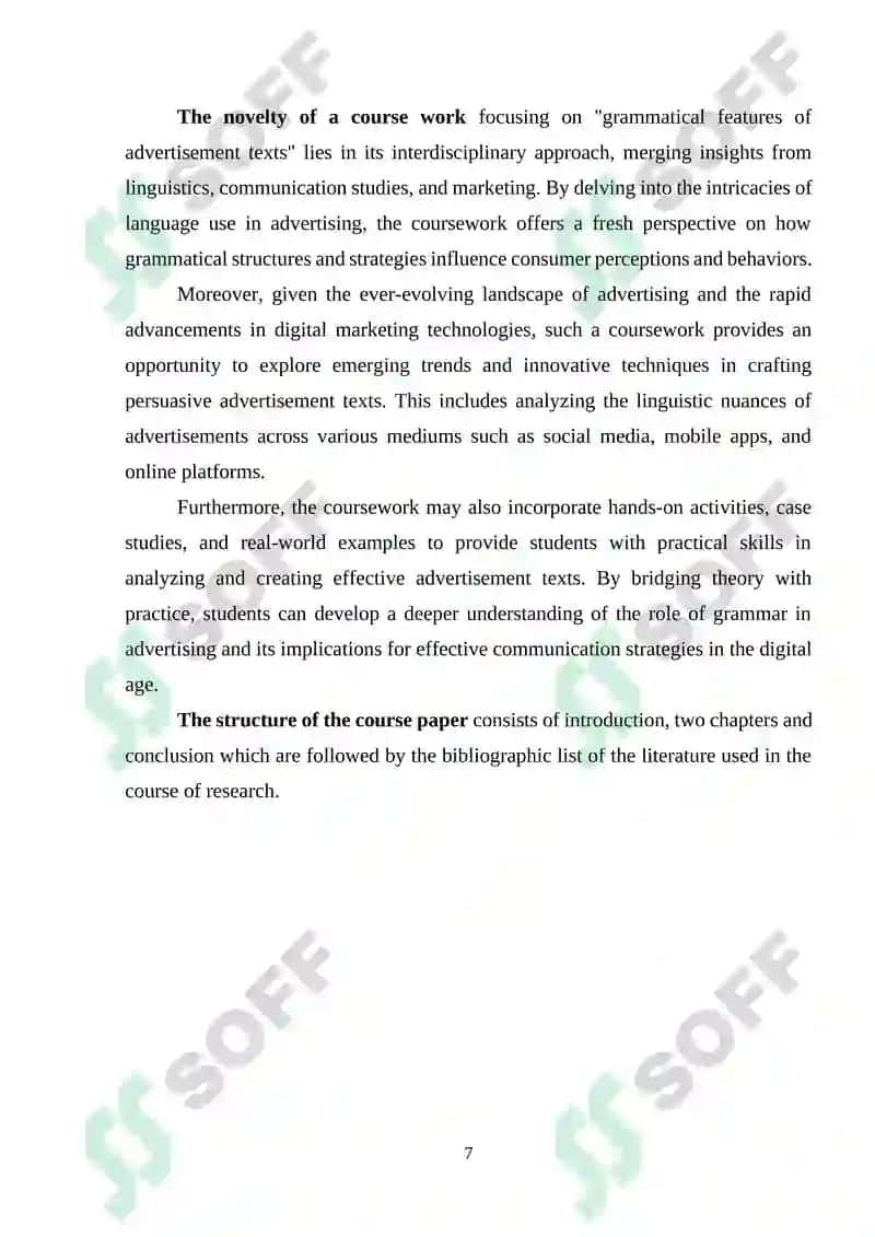 Grammatical features of advertisement texts 7