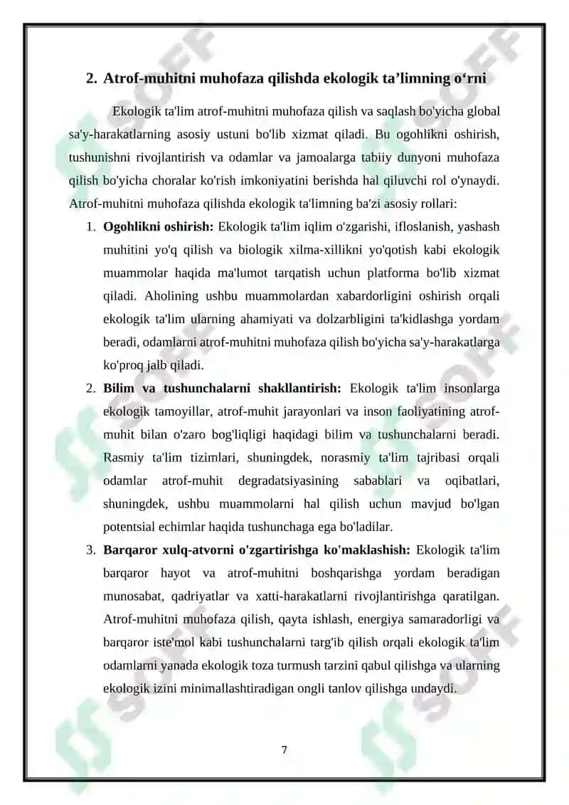 Ekologik Ta'lim 7