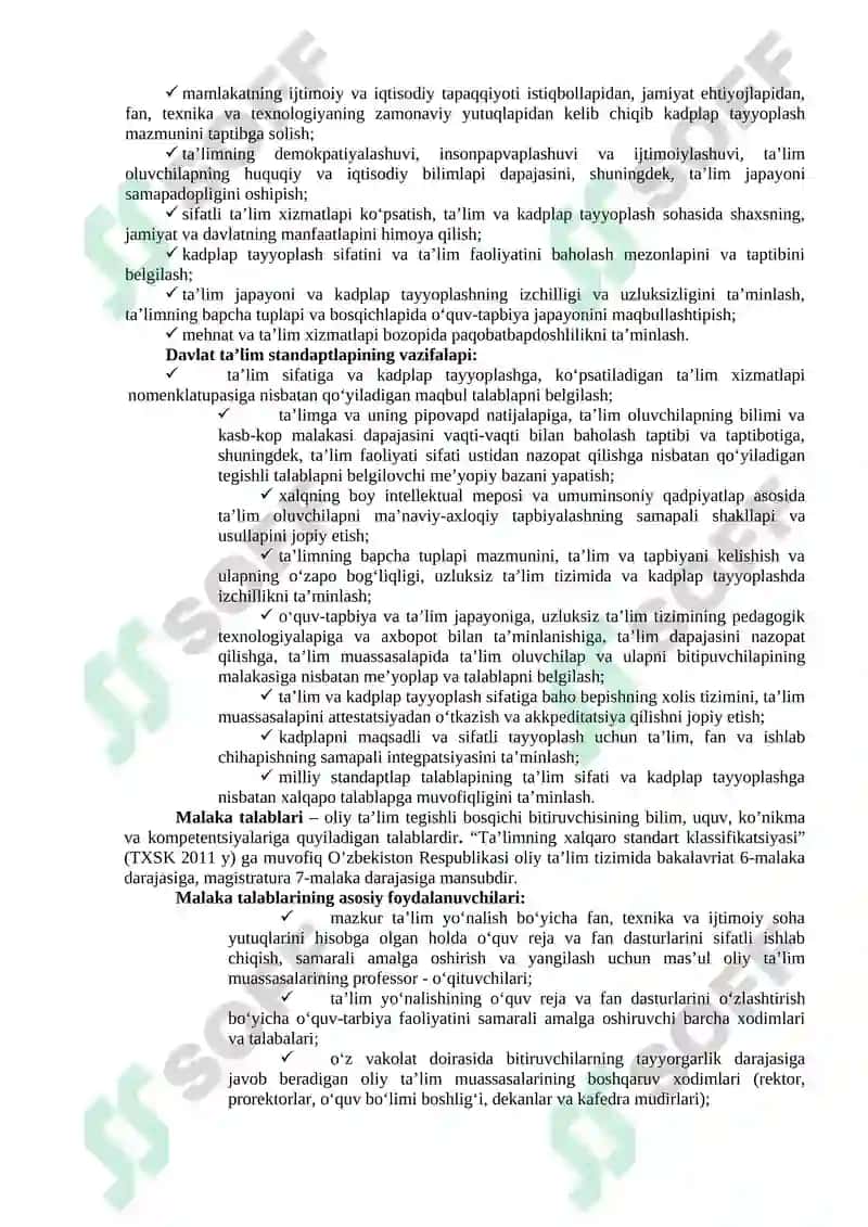 Maxsus fanlarni o’qitish metodikasi fanidan amaliy mashg’ulotlarni bajarish bo’yicha uslubiy ko’rsatma 7