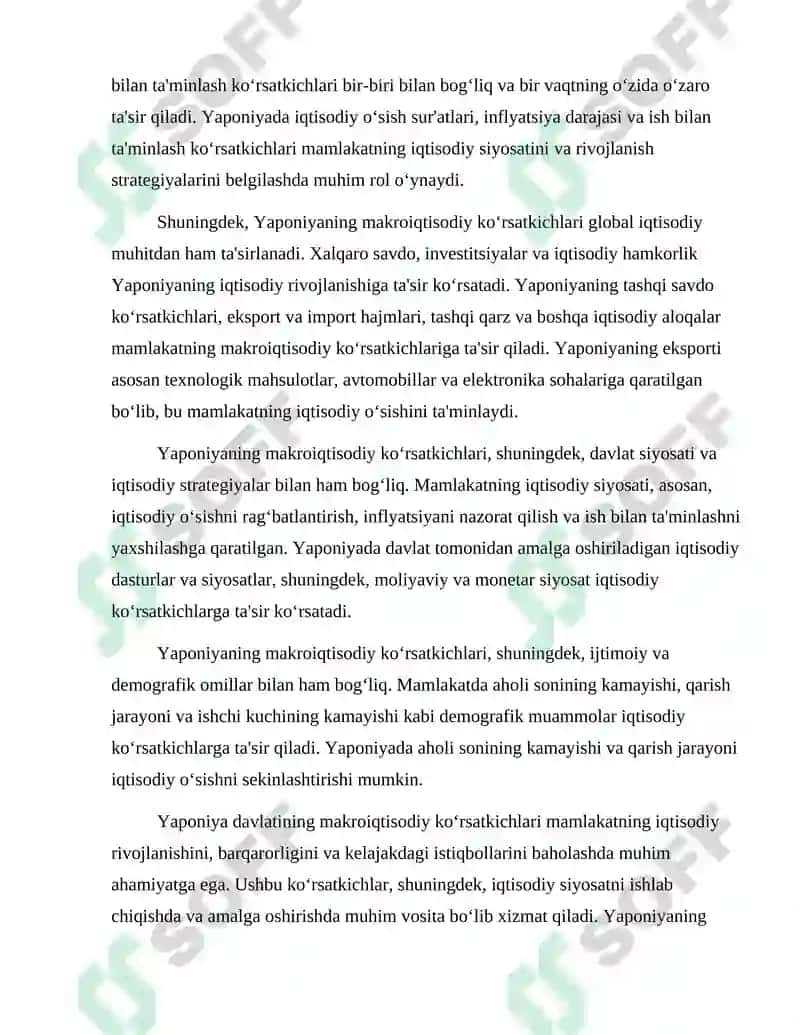 YAPONIYA DAVLATINING MAKROIQTISODIY KO‘RSATKICHLARI TASNIFI 7