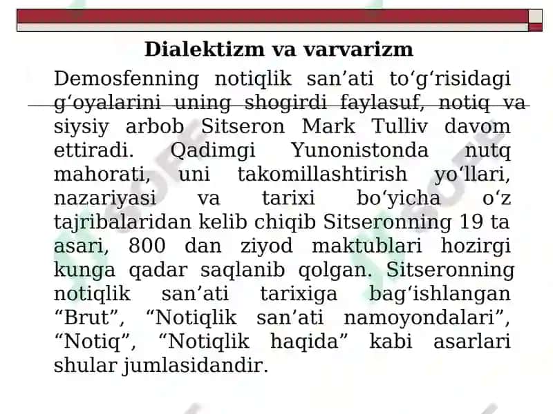 Nutq texnikasi va notiqlik madaniyati. Sharq mutafakkirlari notiqlik san’ati haqida. Oʻqituvchining nutq madaniyati va notiqlik san’ati. 7