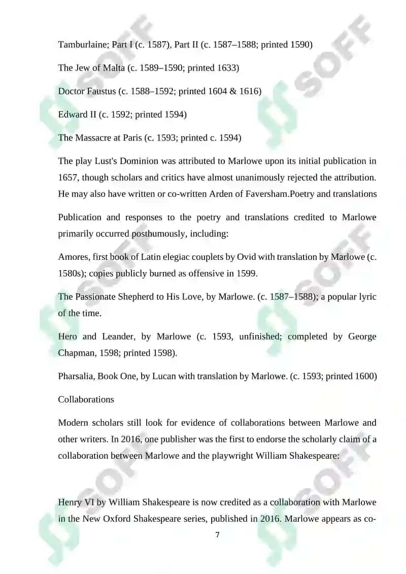 Ch. Marlowe's contribution to English drama 7