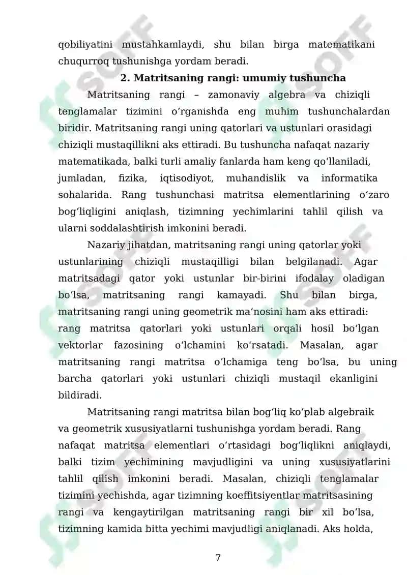 Matritsa tushunchasi va rangi hisoblash 7