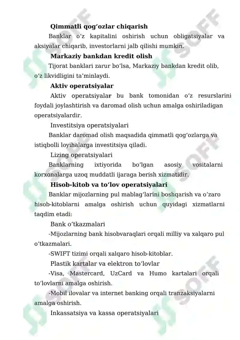 TIJORAT BANKLARI VA UNING APERATSIYALARI 7