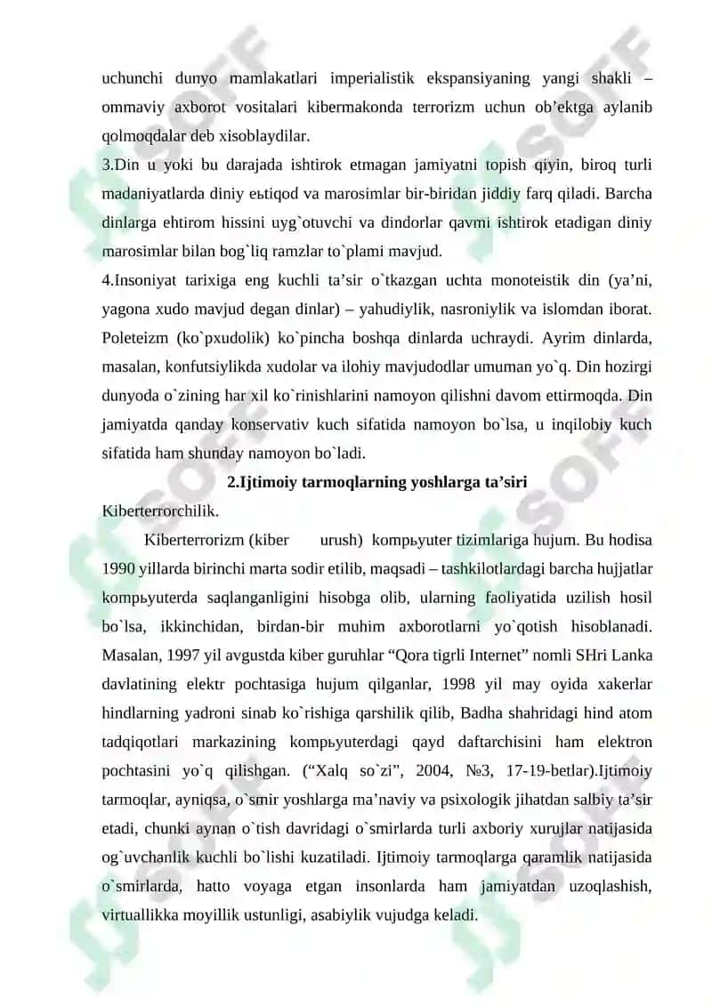 Kiber makon kiber terorizm kiber zo’ravonlik tushunchalarining mohiyati 7