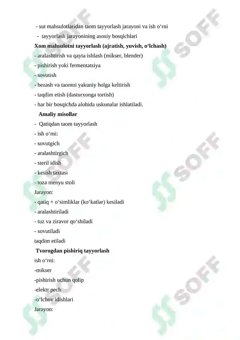 Sut mahsulotlari va ulardan tayyorlanadigan taomlar,ularni tayyorlash va dasturxonga tortish 7