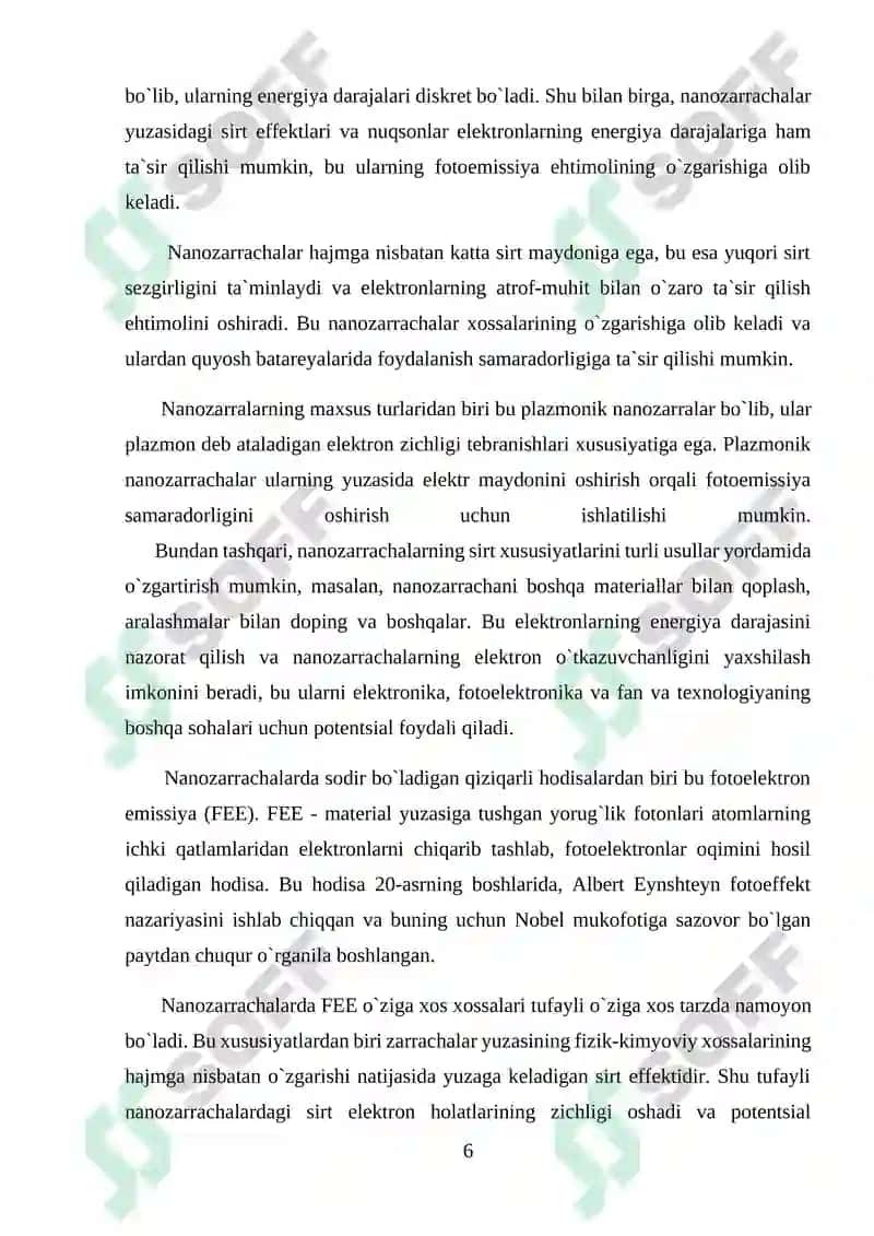 Nanotolali quyosh elementlari. Nanotolalar. Nanotolali sirtlar va ularning optik xususiyatlari. Nanotolali fotoelektrik energiya o‘zgartirgichlar 7