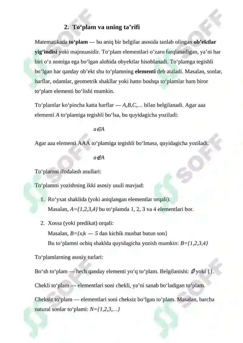 "To'plamlar ustida amallar" 7