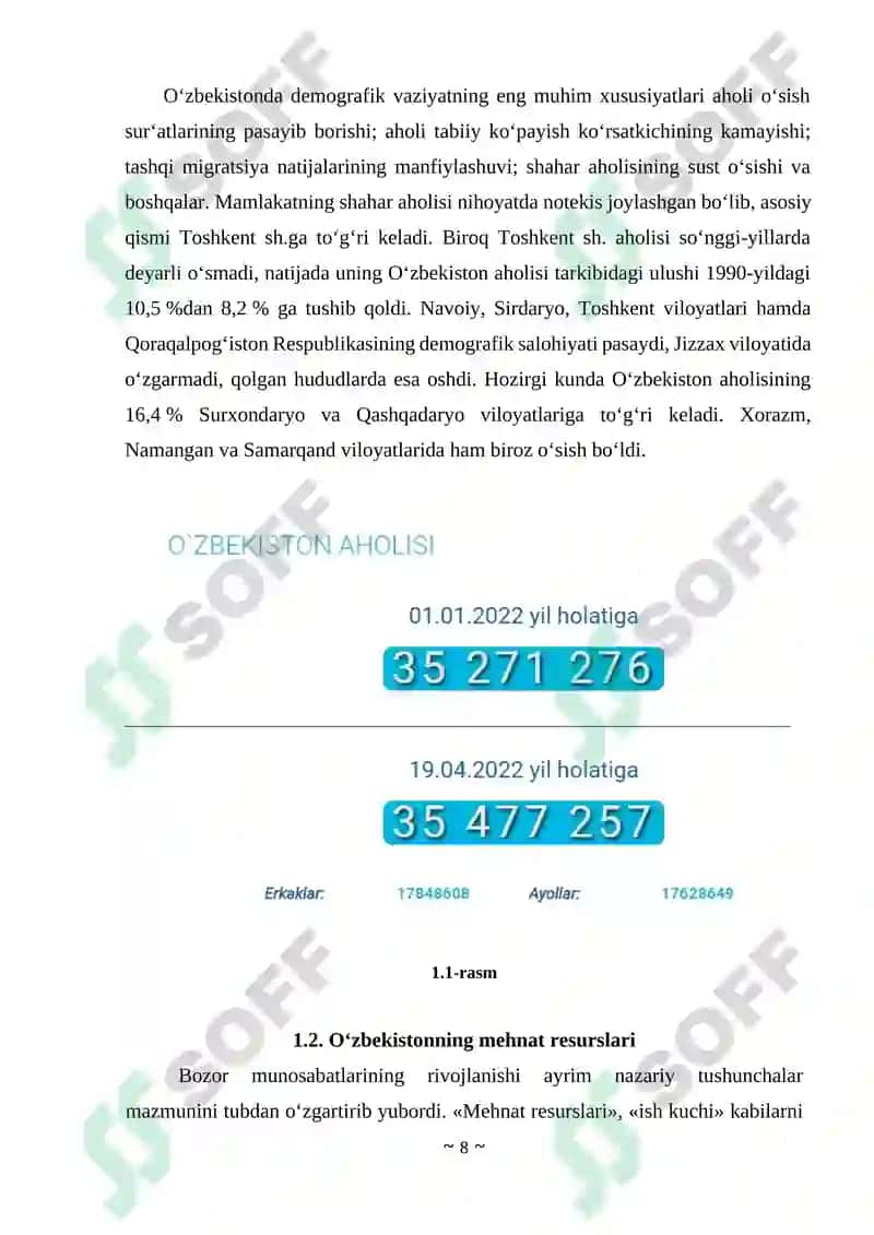 O'zbekiston Respublikasi aholisi va mehnat resurslari 8