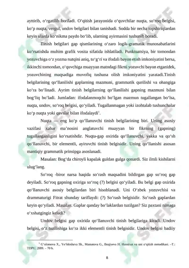 BOSHLANGʻINCH SINFLARDA MATN VA BADIIY ASARLARDA TINISH BELGILARINING ISHLATILISH OʻRNI. 8