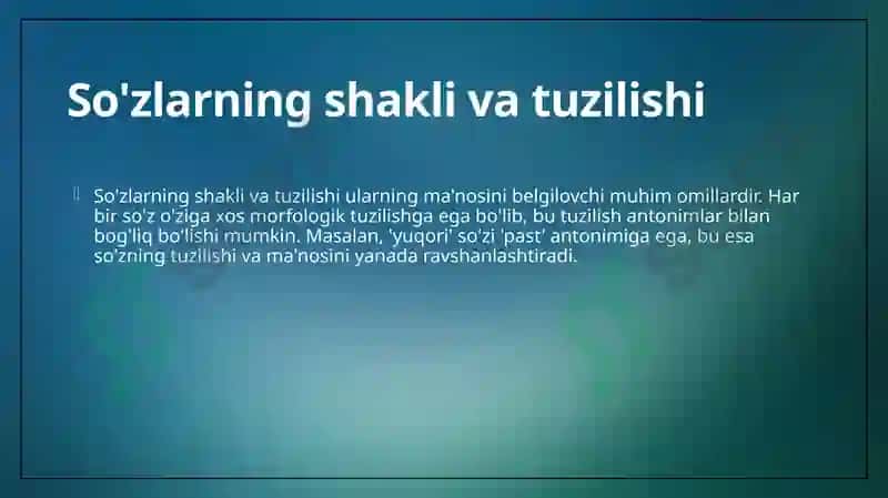 Soʻzlarning shakli va tuzilishi 8
