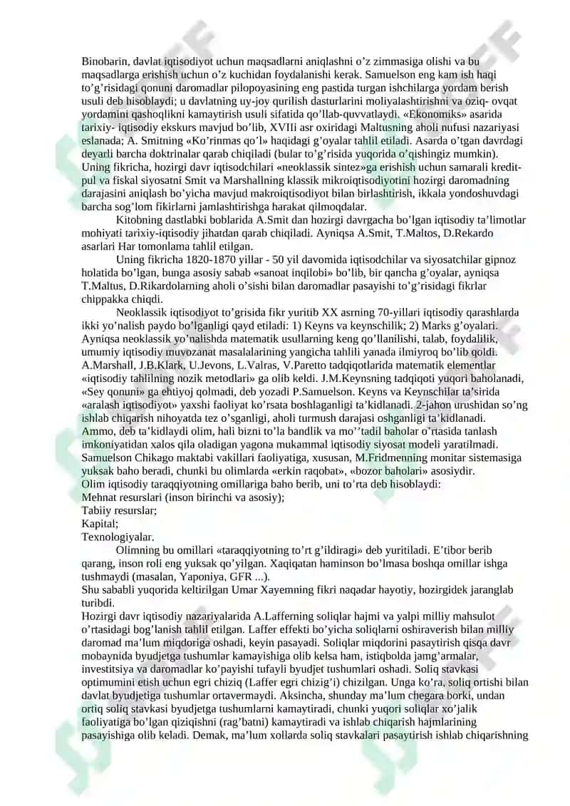 HOZIRGI ZAMON IQTISODIY TA’LIMOTINING ASOSIY YO’NALISHLARI 8