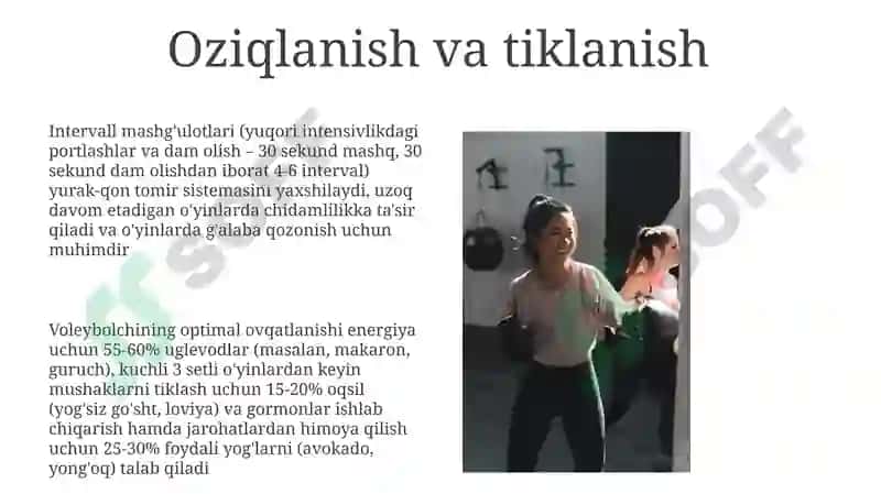 Valibol oʻyinida tayyorgarlik turlarini oʻrni va ahamiyati 8