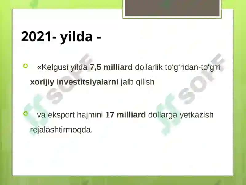 Xorijiy investitsiyalar va ularning O'zbekistonda jalb qilinishi 8