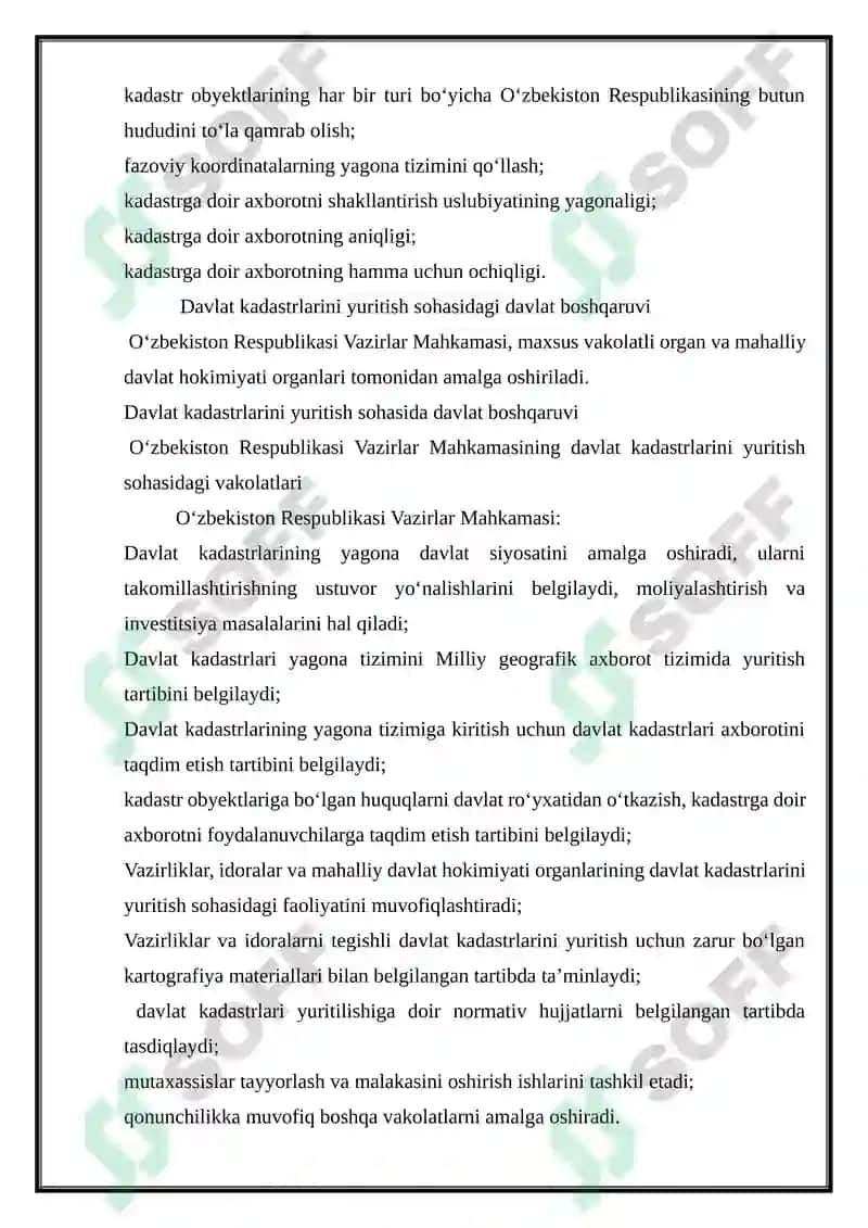 Davlat kadastrlarini yuritish vazifalari 8