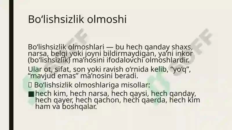 Olmosh soʻz turkumi 8