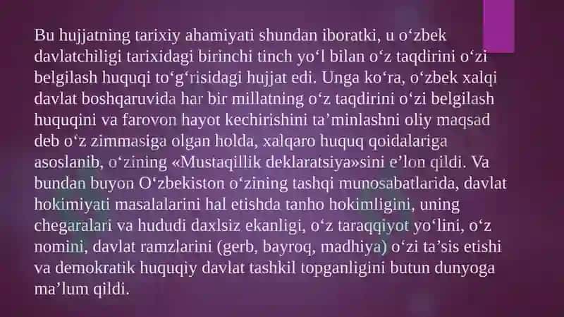 Mustaqillik – me’yoriy-huquqiy asoslariningyaratilishi 8