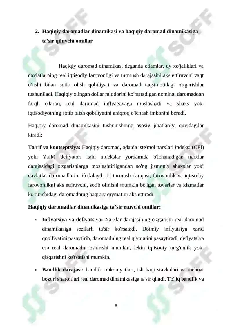 IQTISODIY OʻSISH OʻLCHOVI: POTENSIAL VA HAQIQIY DAROMAD DINAMIKASI 8