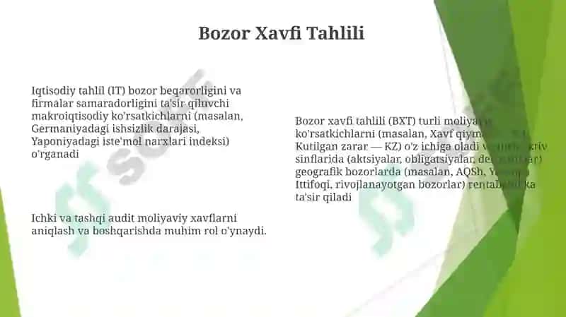 Tashqi va ichki moliyaviy risklarni boshqarishda iqtisodiy tahlil va auditning o'rni 8