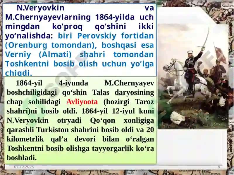 O‘rta Osiyo xonliklarini Rossiya imperiyasi tomonidan bosib olinishi 8