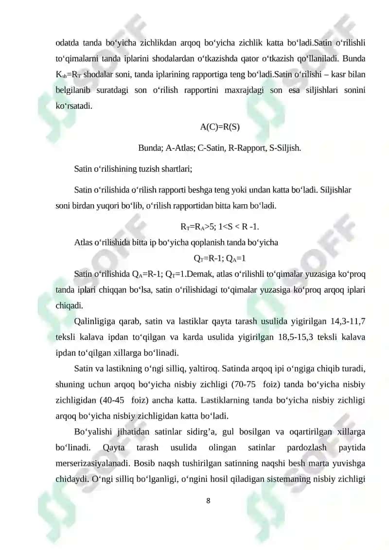 TO‘QIMA TUZILISHI VA LOYIHALASH 8