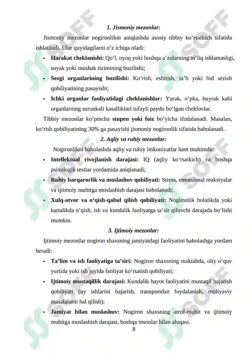 NOGIRONLIK TUSHUNCHASI VA TURLARI. 8