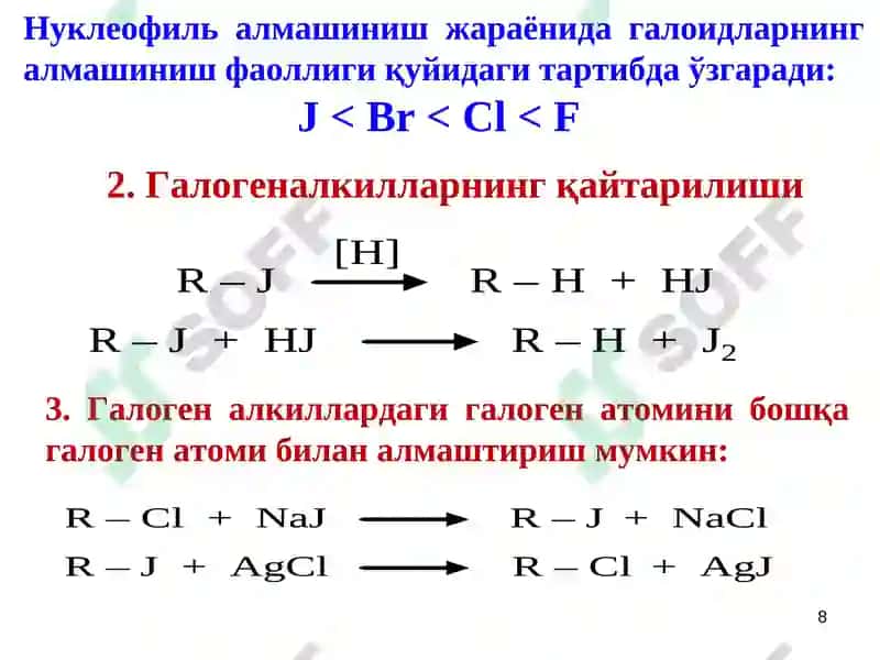 Углеводородларнинг галогенли ҳосилалари 8