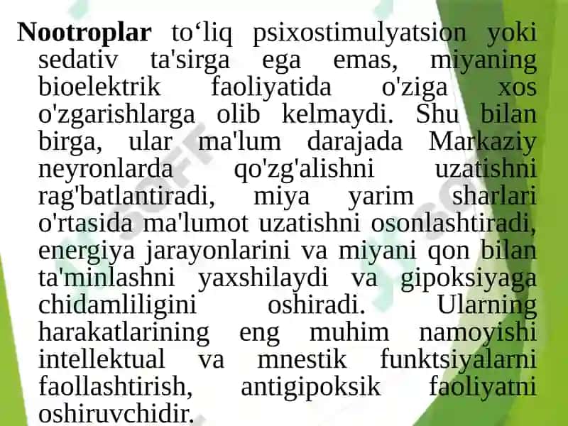 Nootrop vositalar. Analeptiklar 8