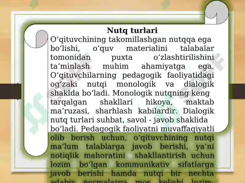 Nutq texnikasini egallash yoʻllari va vositalari. Oʻqituvchining ta’lim jarayonidagi mahorati. 8