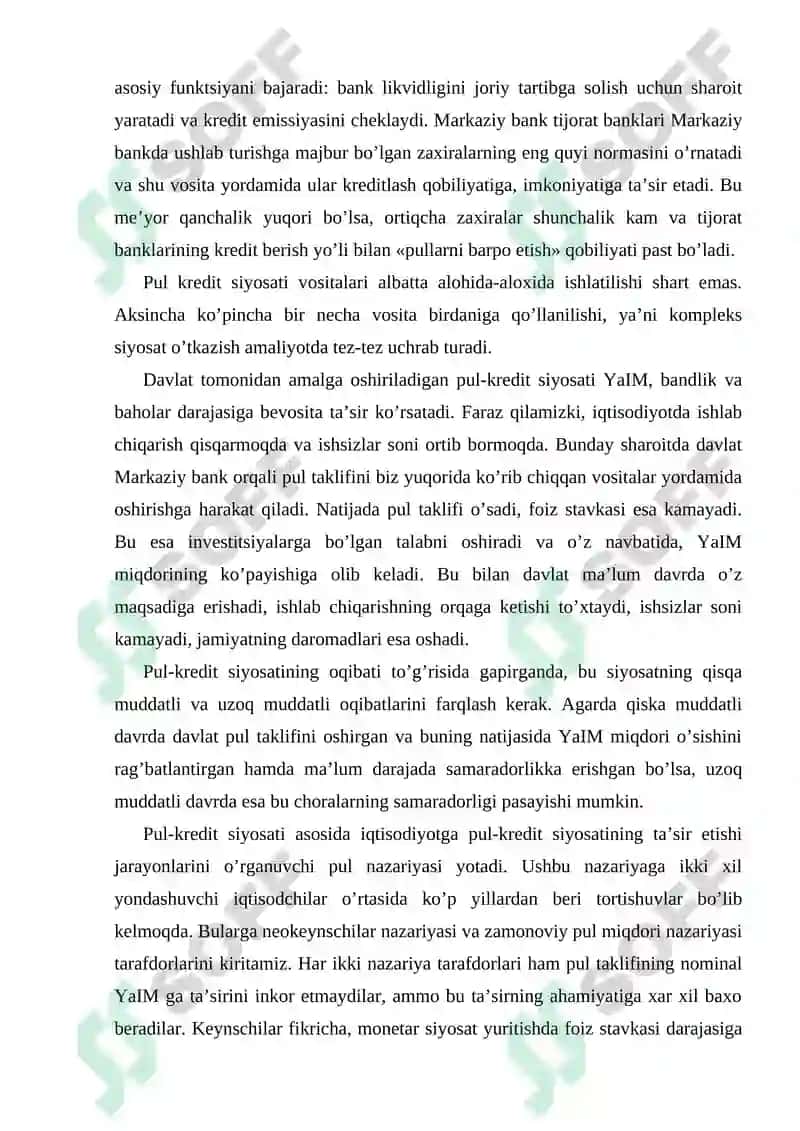 Pul kredit siyosatini strategik va taktik maksadlari 8