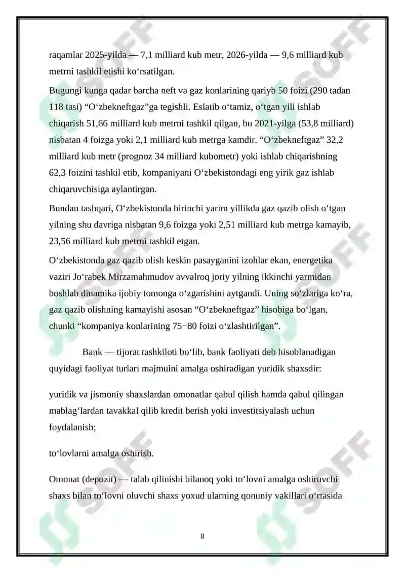 OʻZBEKISTON RESPUBLIKASI BANK TIZIMI VA UNING TARKIBI 8