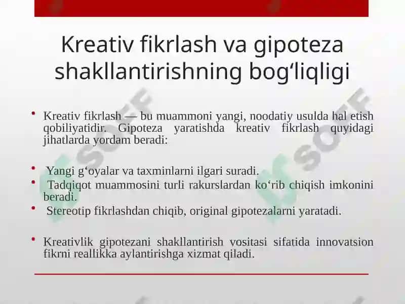 Gipotezanishakllantirish vositalari 8