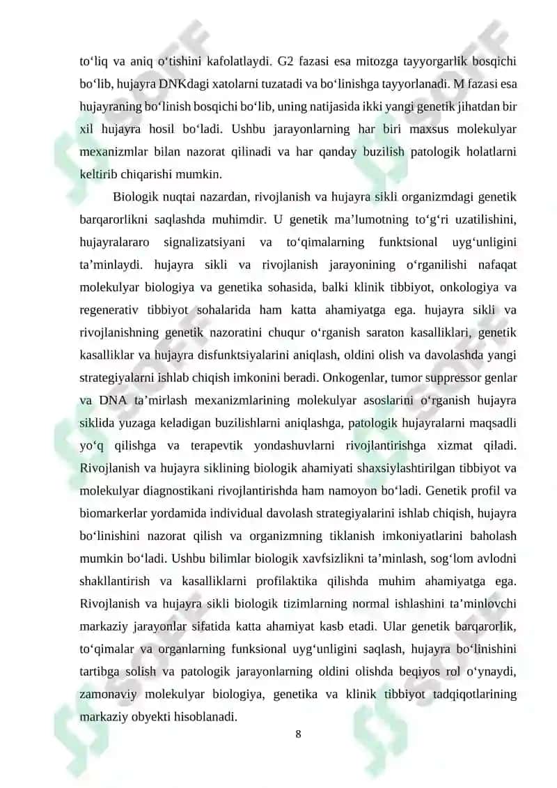 Hujayra Sikli va Genetik Nazorati 8
