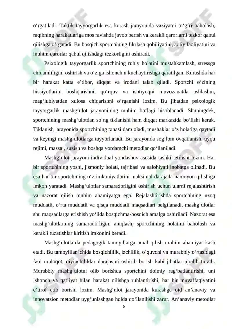 Mashg‘ulot jarayonining tuzilishi 8