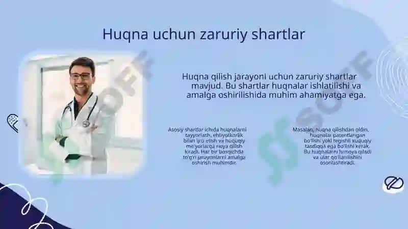 Huqnalar haqida maʼlumot. Huqna qilish tartibi 8