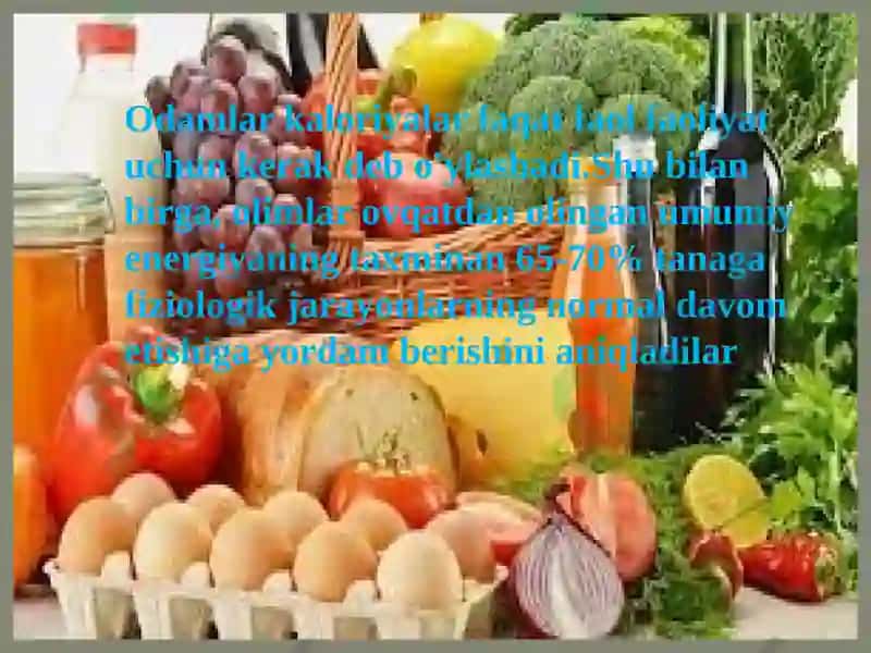 Oziq-ovqat mahsulotlarini energetik qiymatini hisoblash 8