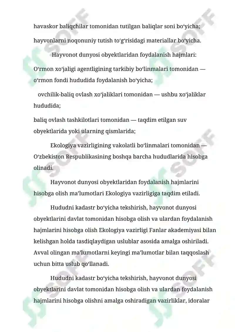 Hayvonot dunyosi davlat kadastrini yuritish tartibi 8