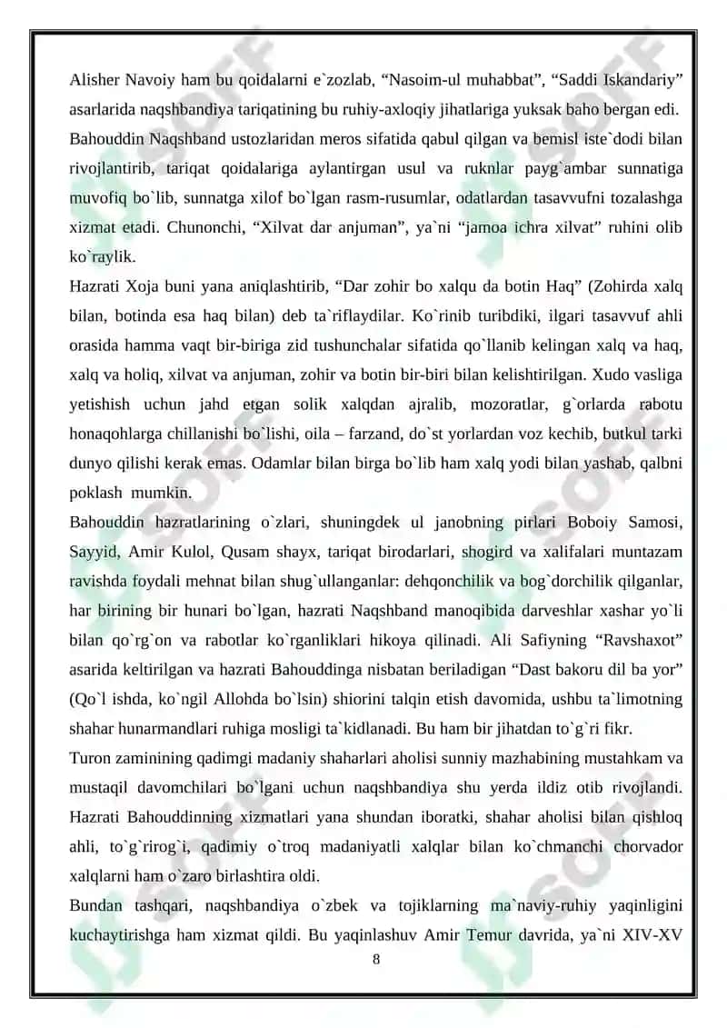 Naqshbandiya tariqatining markaziy osiyoga keng Tarqalishining omillari 8