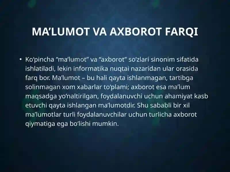 Axborottushunchasi 8