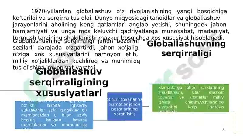 Global jarayonlar va barqaror taraqqiyot falsafasi 8