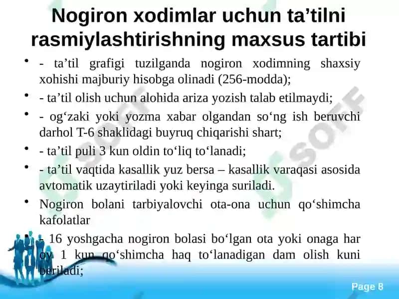 Nogironligi bo‘lgan shaxslarning mehnatini huquqiy jihatdan tartibga solishning o‘ziga xos xususiyatlari 8