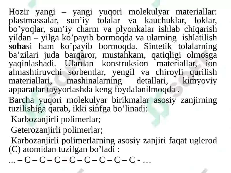 Yuqorimolekulyar birikmalar 8