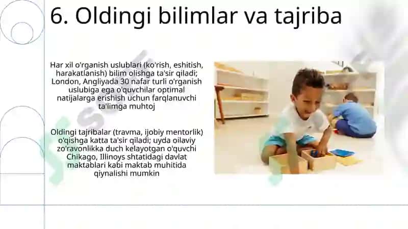 Shaxs taʼlim obʼyekti va subʼekti sifatida uning shakllanish va rivojlanish omillari 8