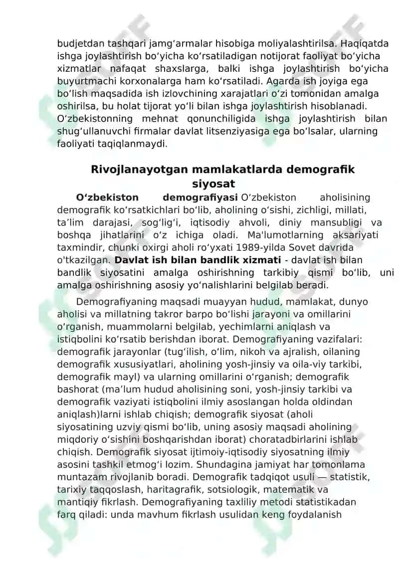 Iqtisodiy xavfsizlikka ta’sir etuvchi ijtimoiy-siyosiy omillar. Mamlakatda yuzaga kelgan demografik vaziyat va uningxavfsizlikka 8